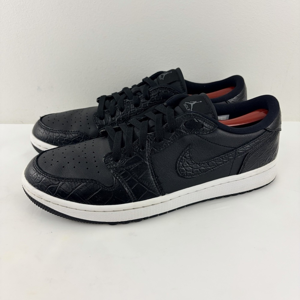Nike Air Jordan 1 Low Golf Black Crocodile Men's 10.5 Spikeless Shoes DD9315-003